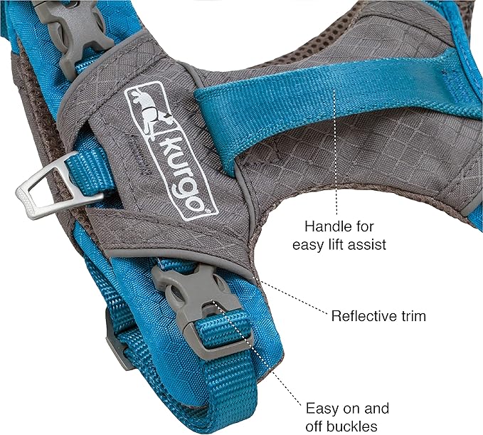 Kurgo Journey Air Dog Harness, Vest Harnesses for Dogs, Pet Hiking Harness for Running & Walking, Reflective, Padded, Includes Control Handle, No Pull Front Clip (Red, Medium)