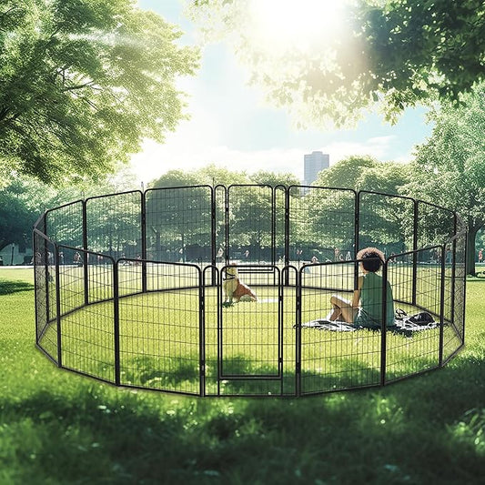 KEIKI 6 Panels 39.37" H Heavy Duty Metal Playpen with Door for Dog Fence,Pet Exercise Pen Versatile Shape for Outdoor Indoor