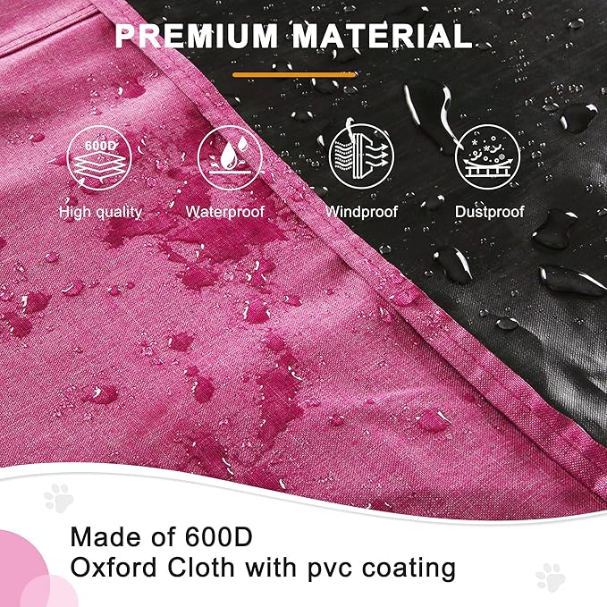 HiCaptain Dog Crate Cover for 24 Inches Wire Crate, Heavy-Duty Breathable Pet Kennel Covers Fit for 1 2 Doors Standard Wire Crate (Pink 24 inches)