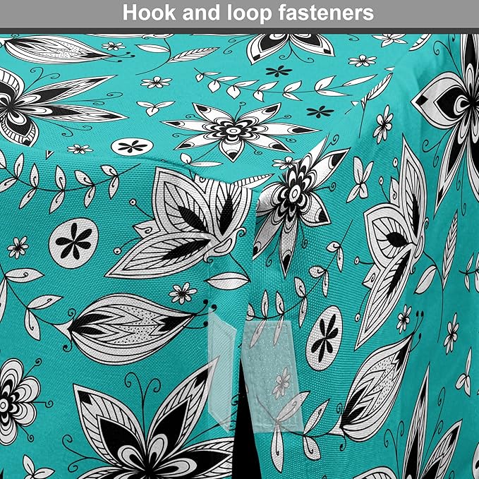 Lunarable Flower Dog Crate Cover, Abstract Monochrome Floral with Botanical Items, Easy to Use Pet Kennel Cover for Cats & Medium Dogs, 24 Inch, Seafoam Grey