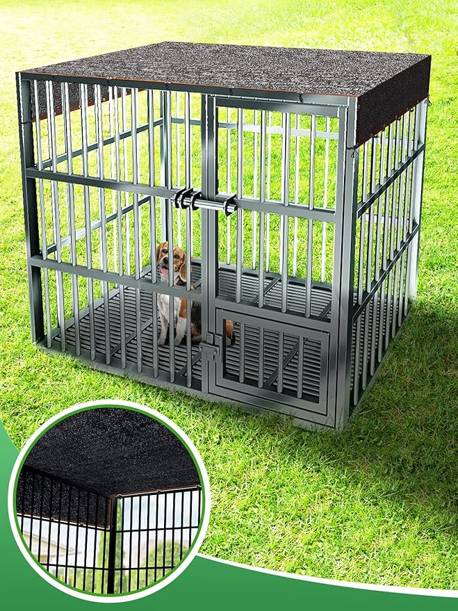 High Density Dog Kennel Shade Cover- 10 x 13ft Upgrade Mesh Shade Panel, Dog Cage Sunblock Shading Cloth Net Mesh Tarp with Rope for Outdoor Dog House Large Pet Crate Chicken Coop