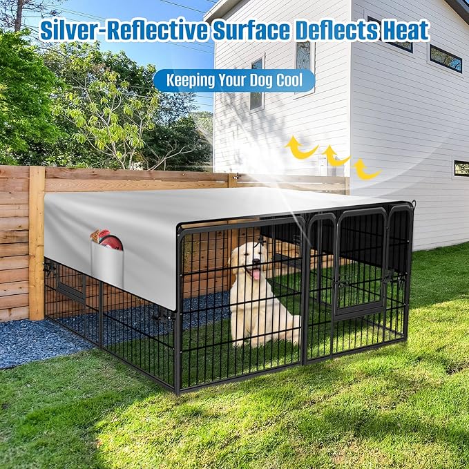 Dog Playpen Cover,Heavy Duty 600D Oxford Fabric with Sun/Rain Dog Play Pen Cover Top Sun Shade Specialized Fits for 24/32/40/45/50"Panels Dog Playpen.( Cover Only)