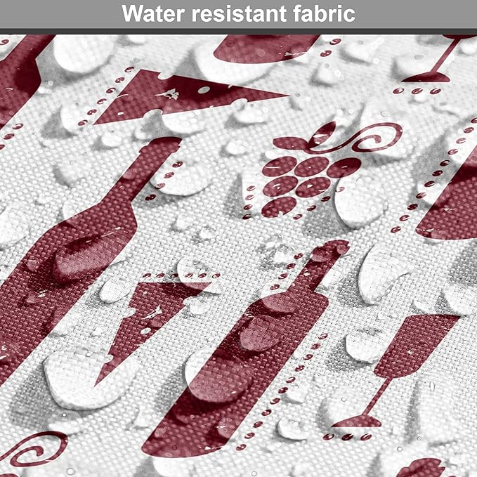 Lunarable Drinks Dog Crate Cover, Illustration of Grunge Style Wine Bottles Glasses Cheese and Grapes Vintage, Easy to Use Pet Kennel Cover for Cats & Medium Dogs, 30 Inch, Maroon and White