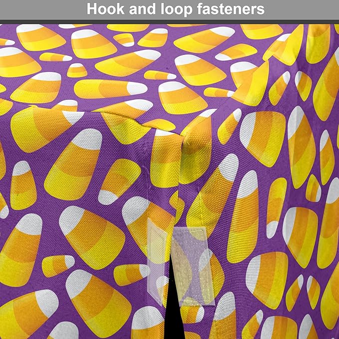 Lunarable Candy Corn Dog Crate Cover, Halloween Themed Pattern of Irregular Tasty Junk Food for Comfort, Easy to Use Pet Kennel Cover for Medium Large Dogs, 36 Inch, Violet Earth Yellow