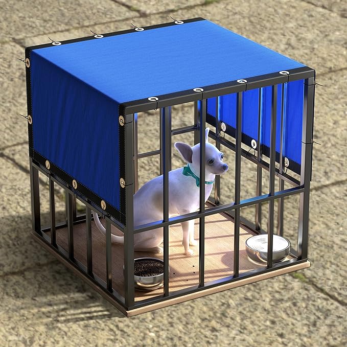 ColourTree 6' x 19' Blue Custom Size Shade Cloth with Grommets - 90% Sunblock, Durable Mesh Fabric Tarp for Dog Kennel Cover, Fence Privacy Screen, Greenhouse, Chicken Coop & Pet Playpen