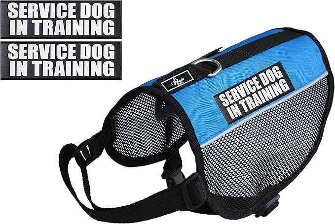Service Dog in Training mesh Vest Harness Cool Comfort. Purchase Comes with 2 Reflective Service Dog in Training Removable Patches. Please Measure Your Dog Before Ordering