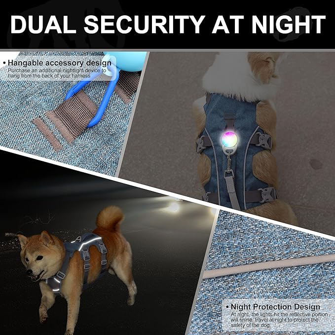 Dog Harness Medium Sized Dog Escape Proof Dog Harness with Handle, Reflective Dog Vest, Breathable Soft Full Body Pet Harness for Walking, Training (Blue, M)