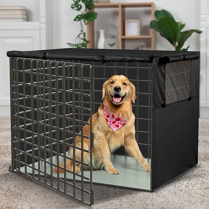 Utopia Home Dog Crate Cover, Waterproof Dog Kennel Cover 42 Inch - Black, 600D Heavy Duty Dog Cage Cover Universal Fit for Most Wire Pet Crates - 42 x 28 x 30 Inch (Cover Only)
