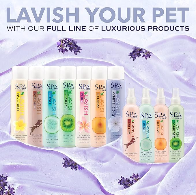 TropiClean SPA Lavish Dog Shampoo | Dog Whitening Shampoo For White Coats & All Other Coat Types | Naturally Derived Salon Grade Ingredients | Made in the USA | 16oz
