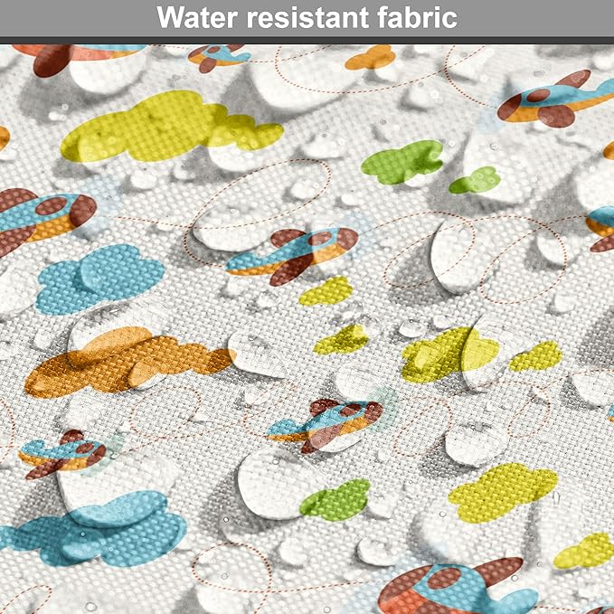 Lunarable Cartoon Dog Crate Cover, Flying Airplanes with a Style Fun Clouds in Colorful Design Artwork Print, Easy to Use Pet Kennel Cover for Small Dogs Puppies Kittens, 22 Inch, Dark Orange and Blue