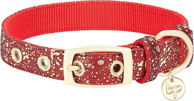 Blueberry Pet 4 Colors Glam Life Gold Stamping Lace Adjustable Dog Collar in True Red, Neck 9-12.5", for Small Breed