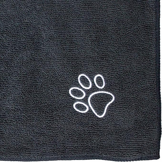 My Doggy Place - Super Absorbent Microfiber Towel - Dog Bathing Supplies - Microfiber Drying Towel - Washer Safe - Charcoal with Paw Print - 45 x 28 in - 2 Pack