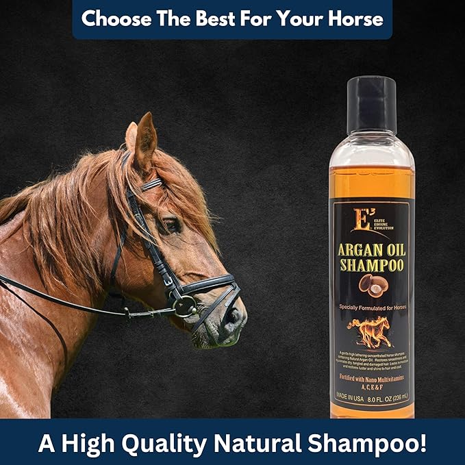 E3 Argan Oil Shampoo - Moisturizing Pet Shampoo, Hair Shampoo Argan Oil, Hair Shine, Shampoo De Caballo, Gentle Formula, Good for Dogs Too (8 fl oz)