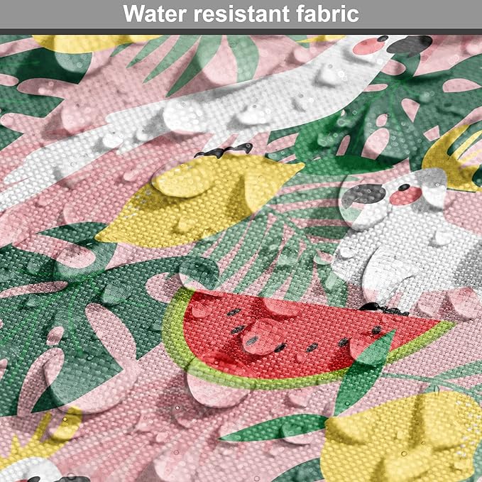 Ambesonne Summer Dog Crate Cover, Cockatoo Parrot in Exotic Forest Watermelon Slices Monstera Lemons Pattern, Easy to Use Pet Kennel Cover for Medium Large Dogs, 36 Inch, Rose and Multicolor