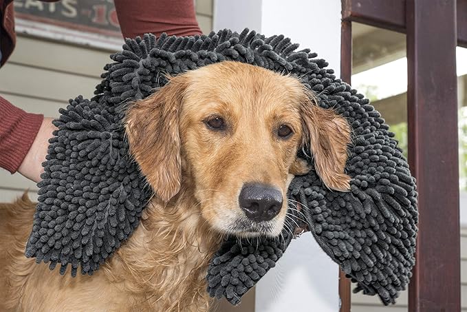 Furhaven 44" x 35" Highly Absorbent Dog Door Mat for Muddy Paws, 100% Washable, Perfect for Entryway, Kitchen, & Bathroom Use - Chenille Shammy Rug - Charcoal (Gray), Extra Large/XL