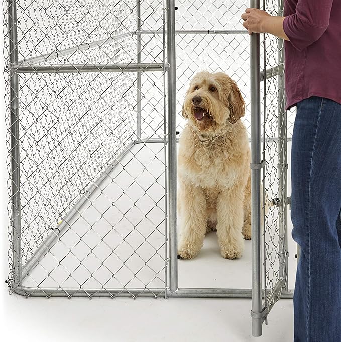 MidWest Homes for Pets Chain Link Portable Kennel with a Sunscreen, 6L x 4W x 4H Feet, K9 Kennel K9644