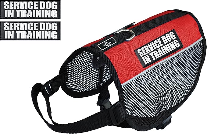 Service Dog in Training mesh Vest Harness Cool Comfort. Purchase Comes with 2 Reflective Service Dog in Training Removable Patches. Please Measure Your Dog Before Ordering