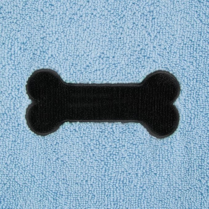 Bone Dry Pet Grooming Microfiber Towel, Embroidered Collection, X-Large,41x23.5", Blue