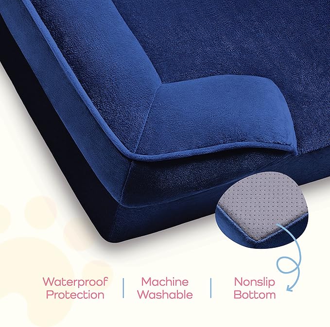 Orthopedic Sofa Dog Bed - Ultra Comfortable Dog Bed for Giant Dogs - Breathable & Waterproof Pet Bed- Egg Foam Sofa Bed with Extra Head & Neck Support - Removable Washable Cover with Nonslip Bottom