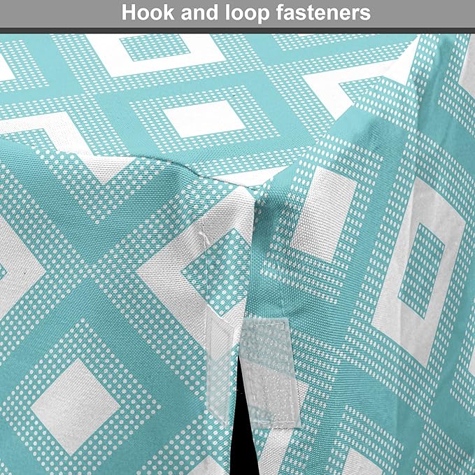 Lunarable Geometric Dog Crate Cover, Nested Diagonal Squares with Tiny Polka Dots Symmetric Repetition, Easy to Use Pet Kennel Cover for Medium Large Dogs, 36 Inch, White and Pale Teal