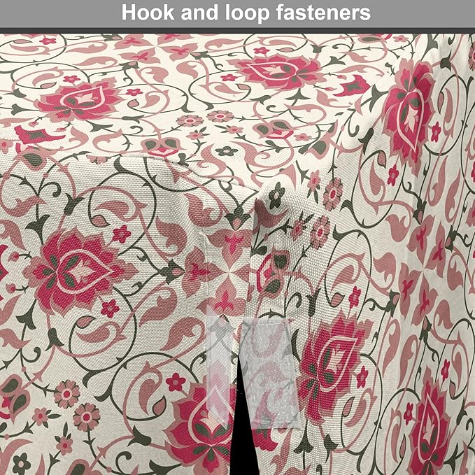 Lunarable Traditional Dog Crate Cover, Lotus Motif with Petals Swirled Stalks and Leaves, Easy to Use Pet Kennel Cover for Medium Large Dogs, 42 Inch, Champagne Dried Rose