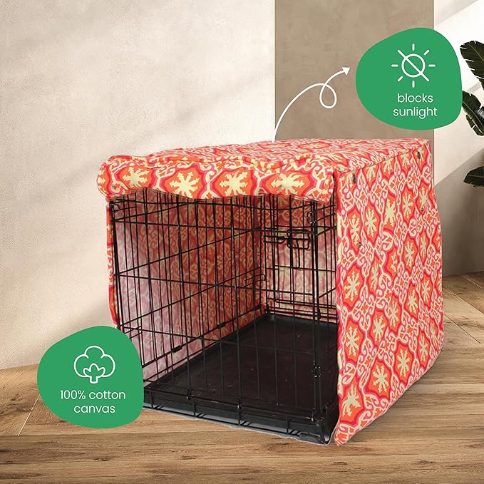 Molly Mutt Papillon Dog Crate Cover, 100% Cotton Canvas Cover with 2 Roll-Up Panels, Ideal for Dog or Cat Crate, Durable, Washable, and Free of Harmful Chemicals, 24" x 18" x 21"