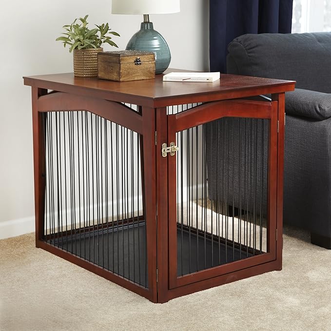 Merry Pet 2-in-1 Configurable Pet Crate and Gate, Brown, Large