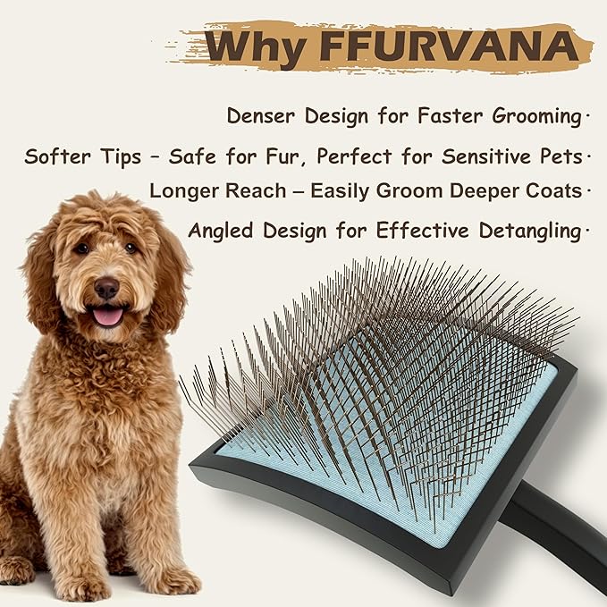Soft-Touch Slicker Brush – Black – Professional Pet Grooming Brush for Thick & Long-Haired Dogs