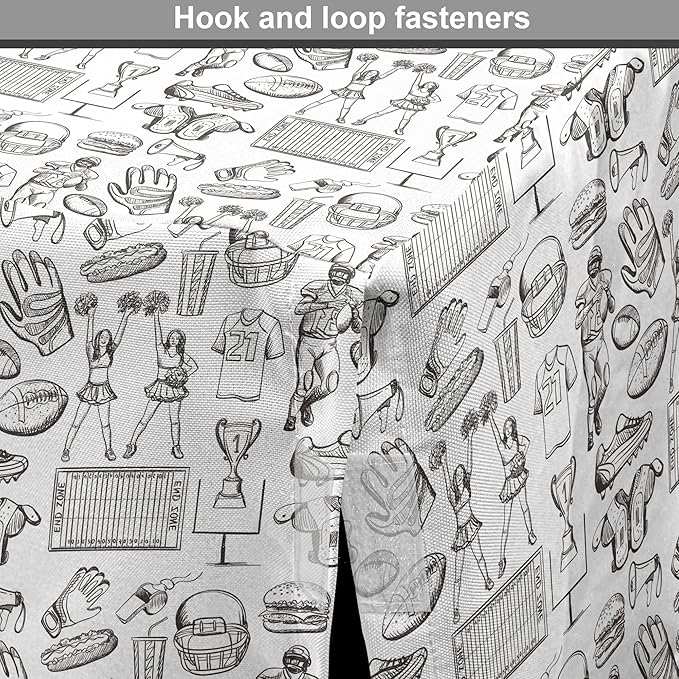 Lunarable Football Dog Crate Cover, Cup Ball Cheerleader Player Sneakers Sports Equipment Sketch Pattern, Easy to Use Pet Kennel Cover for Small Dogs Puppies Kittens, 22 Inch, Charcoal Grey and White