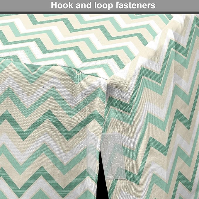 Lunarable Chevron Dog Crate Cover, Ikat Style Ornate Simplistic Zigzag Traditional Herringbone, Easy to Use Pet Kennel Cover for Medium Large Dogs, 36 Inch, Ivory Seafoam Jade Green