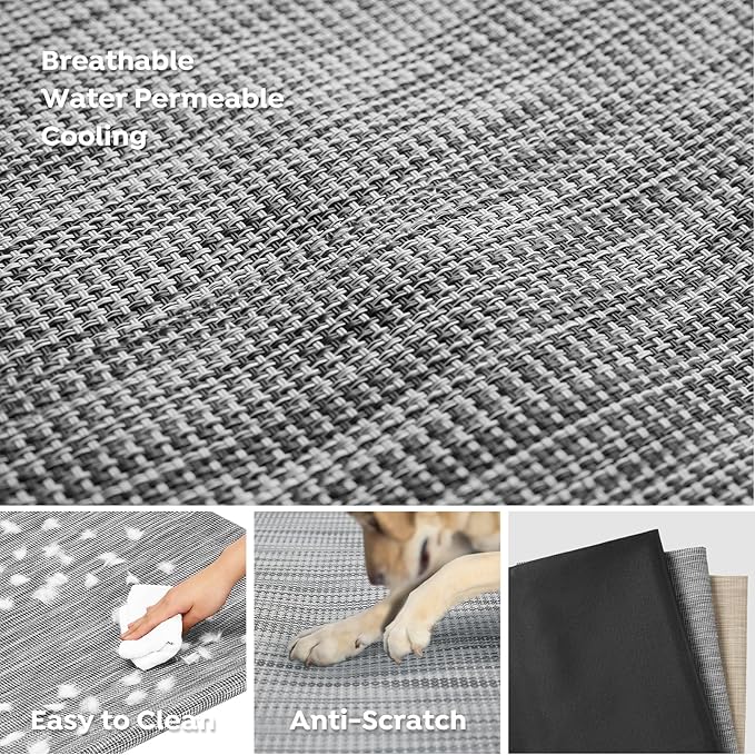 Veehoo Cooling Elevated Dog Bed, Raised Dog Beds for Large Dogs, Outdoor Dog Bed with Guardrail, Upgraded Non-Slip Feet, Breathable Teslin Mesh, Portable Camping Dog Cot, 41 x 27 Inches, Black Silver