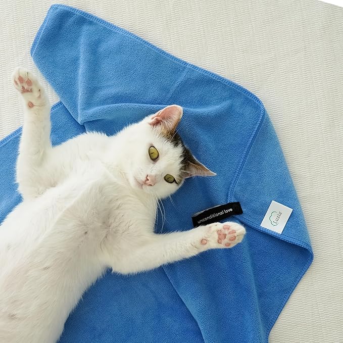 Unconditional Love | Premium Pet Drying Towel | Ultra Absorbent and Soft Microfiber Towel for Dogs and Cats (Blue)