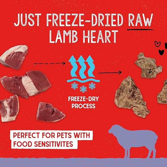 Stella & Chewy's Freeze-Dried Raw Single Ingredient Lamb Heart Treats, 3 oz. Bag