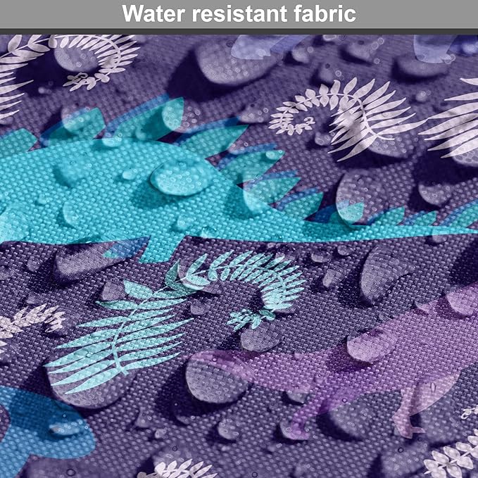 Lunarable Jurassic Dog Crate Cover, Abstract Cartoon Dinosaur Pattern Ferns Caricature Style Creatures Prehistoric, Easy to Use Pet Kennel Cover for Medium Large Dogs, 48 Inch, Blue Purple