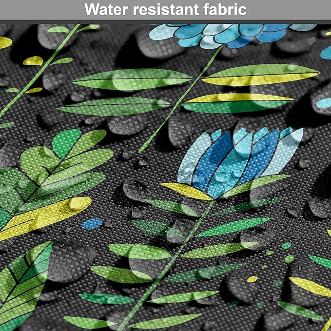 Lunarable Floral Dog Crate Cover, Abstract Flower Bouquets Dragonflies Ladybugs Butterflies on Dark, Easy to Use Pet Kennel Cover for Small Dogs Puppies Kittens, 18 Inch, Blue Green and Charcoal Grey