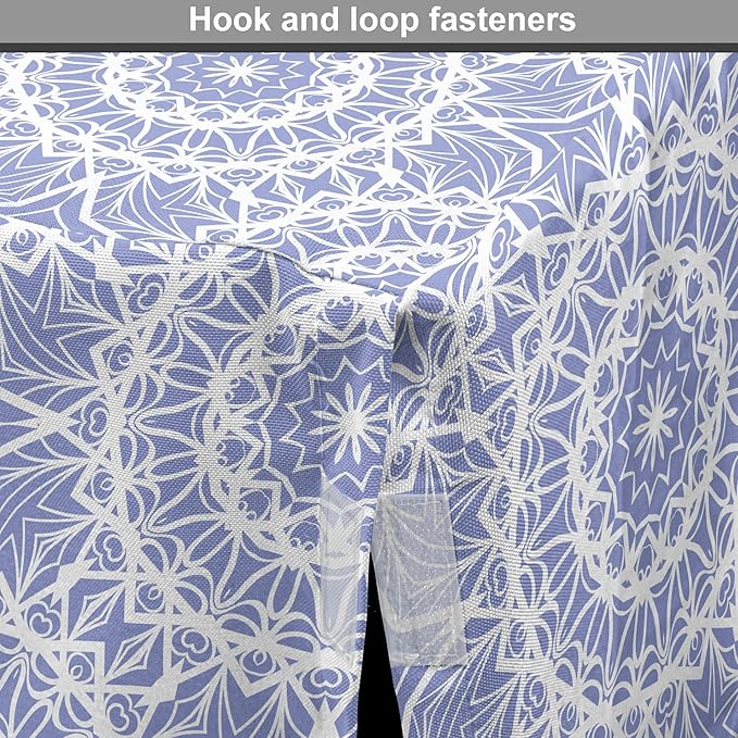 Lunarable Mandala Dog Crate Cover, Ceremonial Retro Minimal Far Eastern Pattern, Easy to Use Pet Kennel Cover for Medium Large Dogs, 48 Inch, Lavender Blue and White