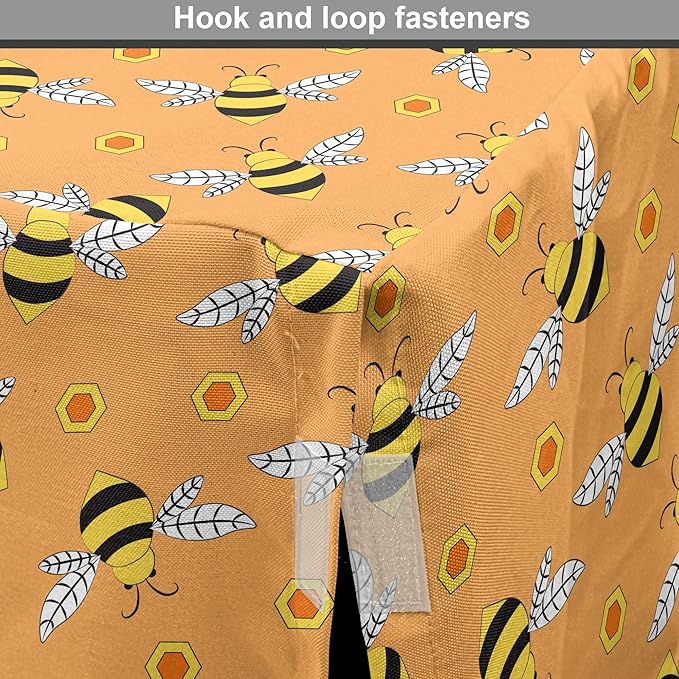 Ambesonne Honey Bee Dog Crate Cover, Cartoon Style Flies and Hexagonal Shapes Scattered, Easy to Use Pet Kennel Cover for Medium Large Dogs, 42 Inch, Orange Mustard