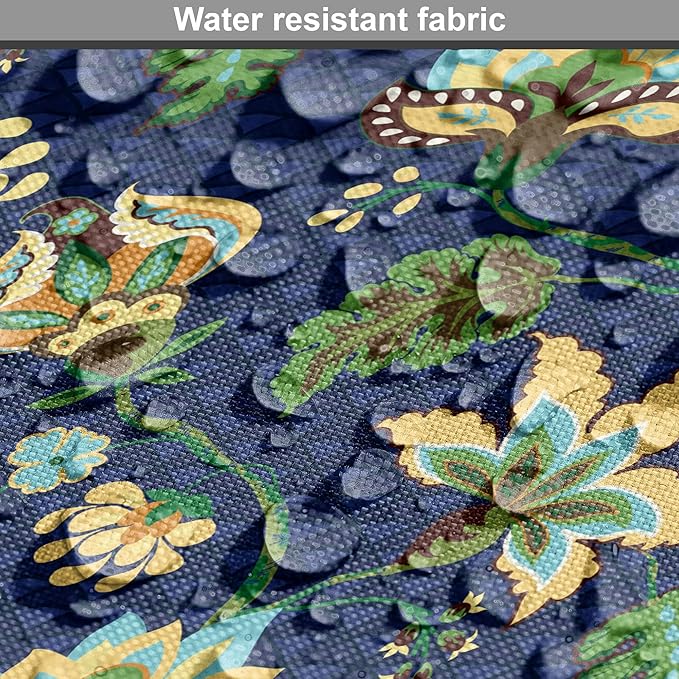 Lunarable Jacobean Dog Crate Cover, Triangles with Floral Pattern Stalks Leaves Flowers Whimsical Nature, Easy to Use Pet Kennel Cover for Medium Large Dogs, 48 Inch, Dark Blue Green Mustard