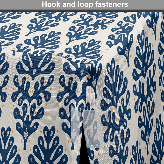 Lunarable Contemporary Blue Dog Crate Cover, Abstract Coral Inspired Motifs with Dots Around, Easy to Use Pet Kennel Cover for Small Dogs Puppies Kittens, 22 Inch, Pale Eggshell Night Blue