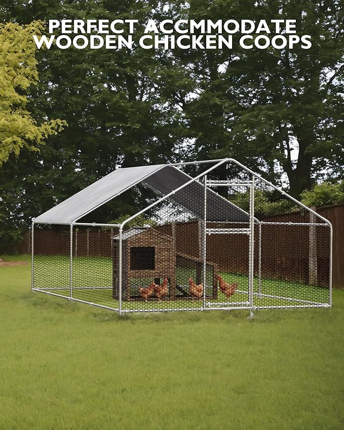 Large Outdoor Dog Kennel, Big Outside Dog House, Heavy Duty Dog Run Enclosure Playpen Coop Fence with Waterproof and Anti-UV Cover Roof, 13.1 x 9.8 x 6.4 Ft