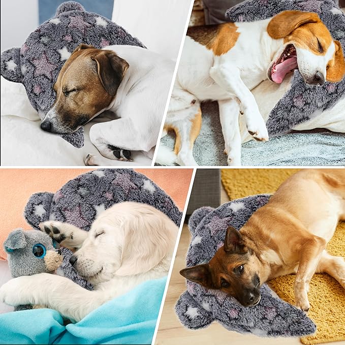 Pet Calming Pillow for Dogs, Soft U-Shaped Pillow, Joint Relief, Sleep Comfortably, Suit for Small, Medium, Large Dogs, Fluffy Pet Neck Pillow (S-Black Pink)