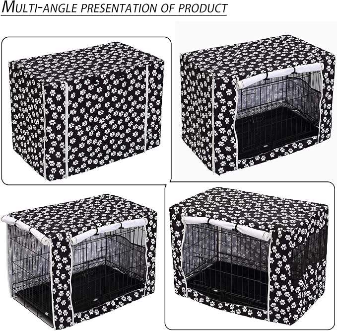 Pethiy Dog Crate Cover Durable Polyester Pet Kennel Cover Universal Fit for Wire Dog Crate - Fits Most 30 inch Dog Crates - Cover only-Black-30