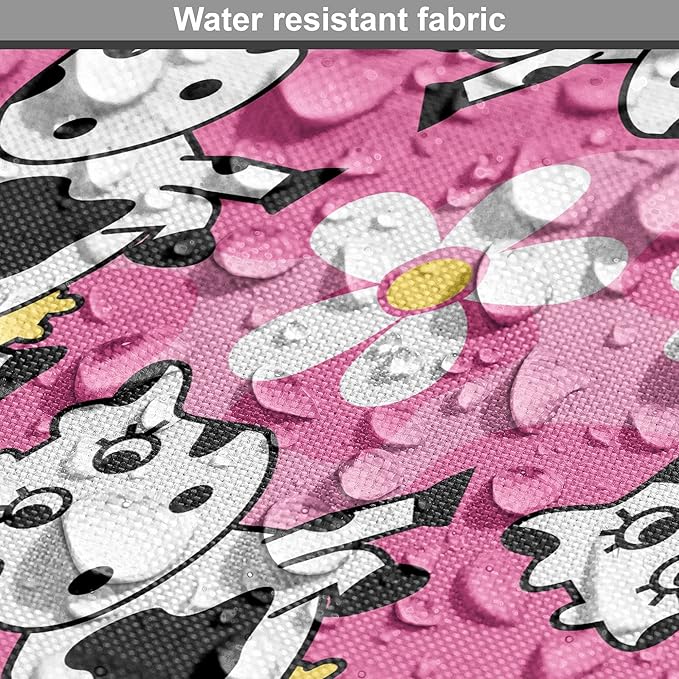 Lunarable Cow Dog Crate Cover, Cartoon Pattern Domestic Farm Animal and Daisy Flowers, Easy to Use Pet Kennel Cover for Cats & Medium Dogs, 30 Inch, Pink Charcoal Grey