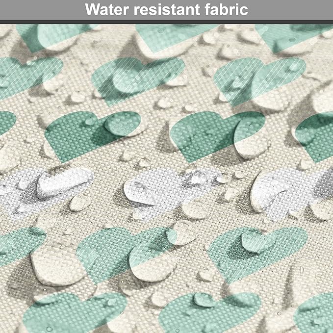 Lunarable Aquamarine Dog Crate Cover, Romantic Pattern with Heart Shapes in Rows, Easy to Use Pet Kennel Cover for Medium Large Dogs, 48 Inch, Champagne Laurel Green