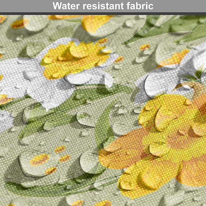 Lunarable Daffodil Dog Crate Cover, Vintage Inspirations Floral Arrangement Pattern Romantic Bouquet Nature, Easy to Use Pet Kennel Cover for Medium Large Dogs, 42 Inch, Green Marigold White