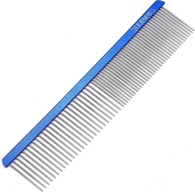 Metal Dog Grooming Comb for Shedding Tangles,Knots,Mats.Dog Combs With Long Wide Tooth for Long Thick Curly Hair Metal Pet Comb for Poodles and Goldendoodles Dematting.7.5INCHES.