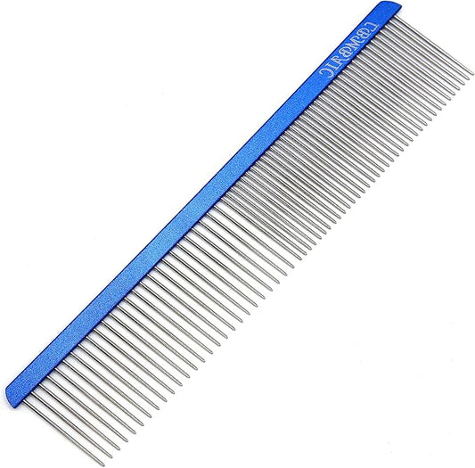 Metal Dog Grooming Comb for Shedding Tangles,Knots,Mats.Dog Combs With Long Wide Tooth for Long Thick Curly Hair Metal Pet Comb for Poodles and Goldendoodles Dematting.7.5INCHES.
