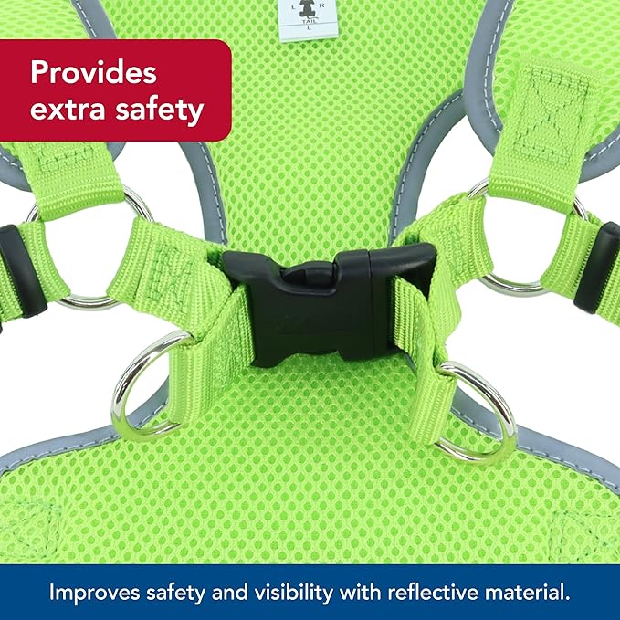 Coastal Pet Comfort Soft Reflective Wrap Adjustable Dog Harness - No-Pull Dog Harness for Small & Large Dogs - Lime - 5/8" x 19"–23"