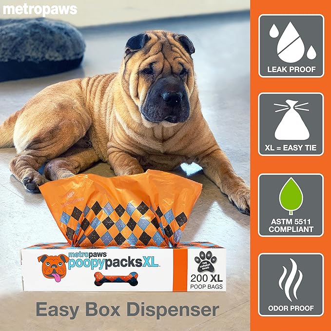 MetroPaws Peppermint Dog Wipes, 100 Extra Large, Thick Cleaning Wipes & Waste Packs XL - 200 Extra Large Dog Bags, Leakproof, Durable Pet Waste Bags for Easy Cleanup [PINK]