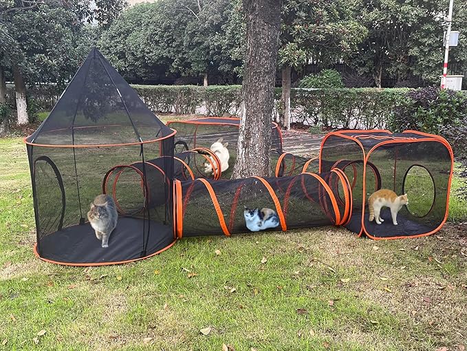 6 in 1 Cat Enclosure Cat Tunnel for Outside Rabbit and Small Animals Tent with Carry Bag